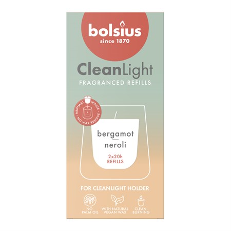 Bolsius Doftljus Clean Lights Refill Bergamott & Neroli 6x2-p