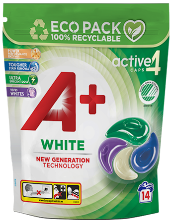 A+ White Active 4 Tvättkaplsar 5x14st