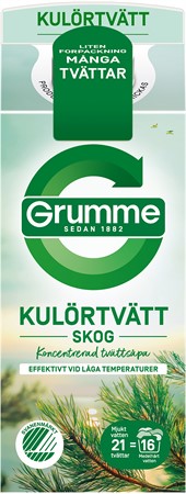 Grumme flytande kulörtvätt med doft av skog