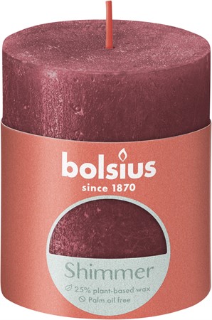 Bolsius Blockljus Shimmer 8x6,8 cm Red 4x1-p