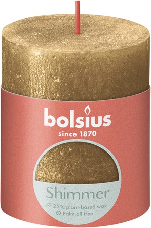 Bolsius Blockljus Shimmer 8x6,8 cm Gold 4x1-p