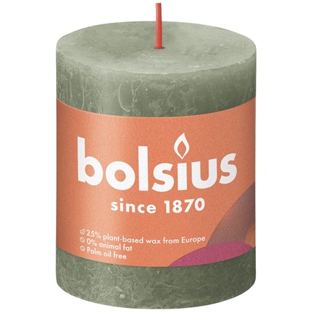 Bolsius Blockljus Rustika 8x6,8 cm Fresh Olive 4x1-p