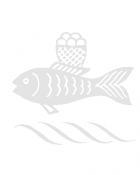 Palla, linnedamast fisk & bröd,18x18 cm