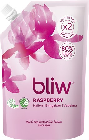 Bliw Tvål Rödklöver&Hallon Refill 8x600ml