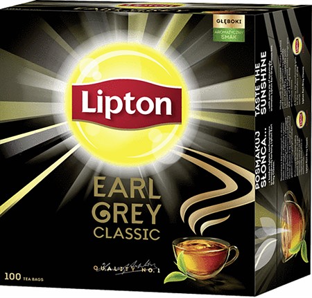 Ton av bergamott Lipton storpack svart te, synlig förpackning