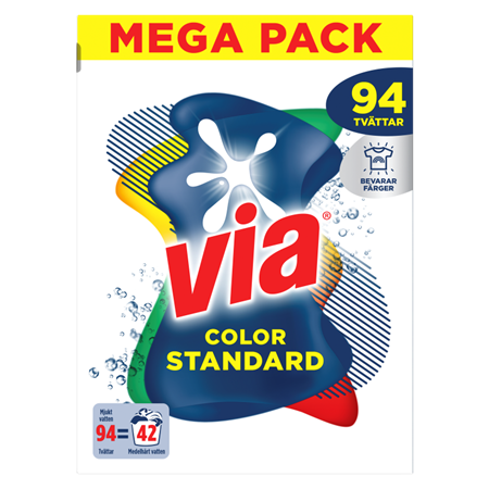 Via tvättmedel color pulver till färgade kläder